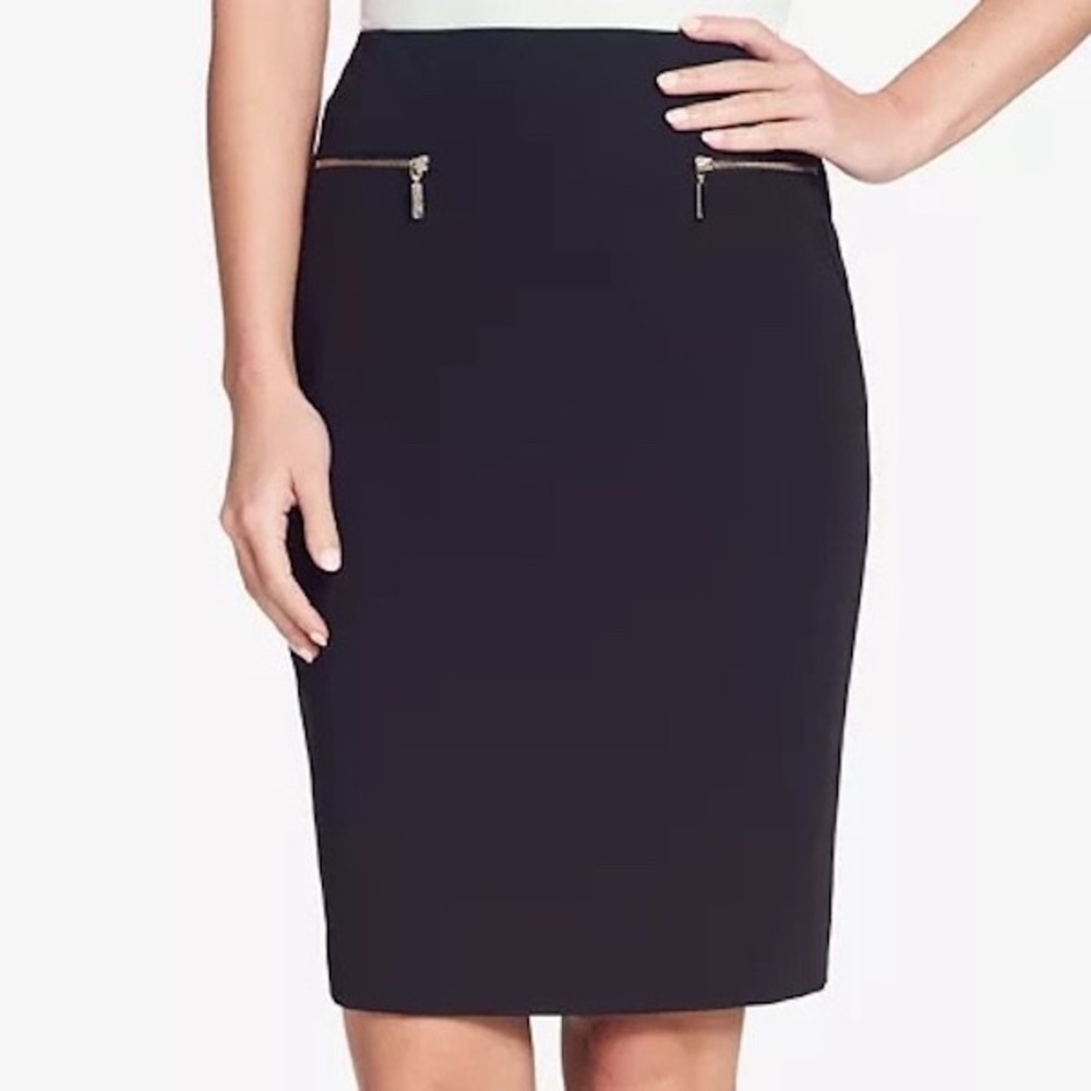 Tommy Hilfiger Zipper Pocket Straight Pencil Black Skirt Womens Size 6 NWT